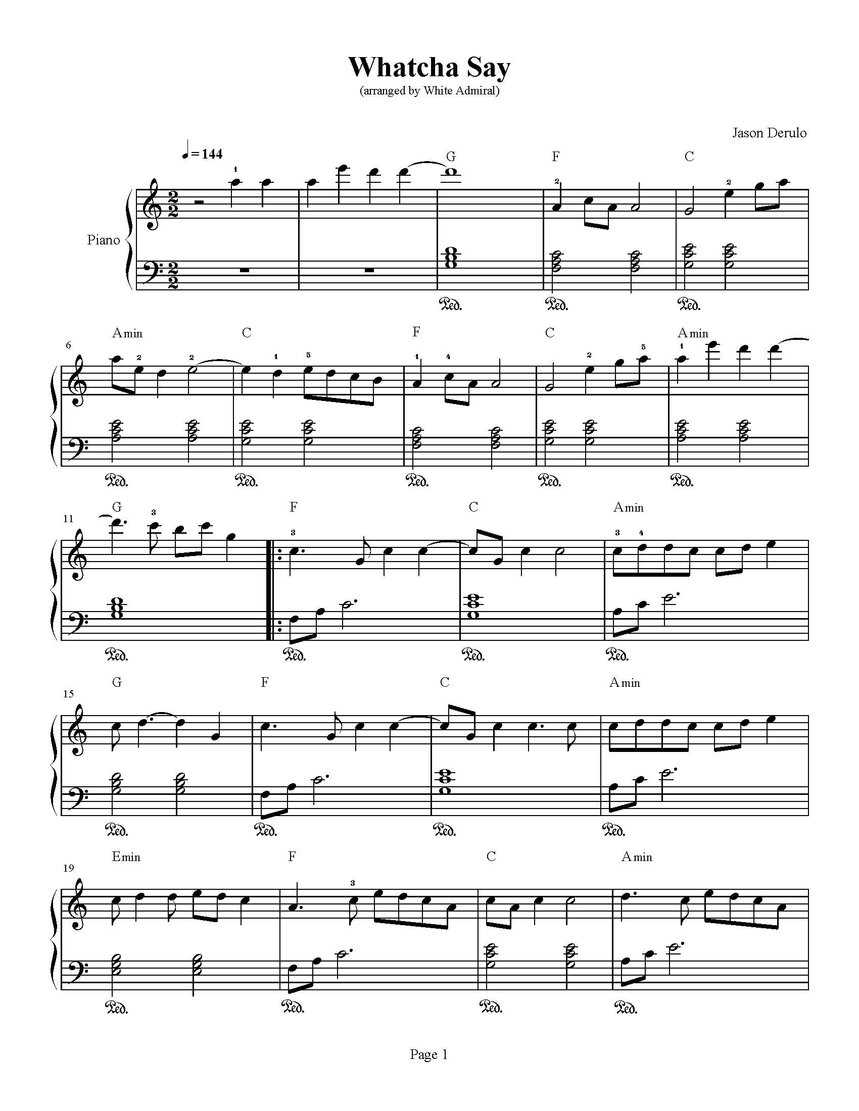 Whatcha Say - Jason Derulo | True Piano Transcriptions